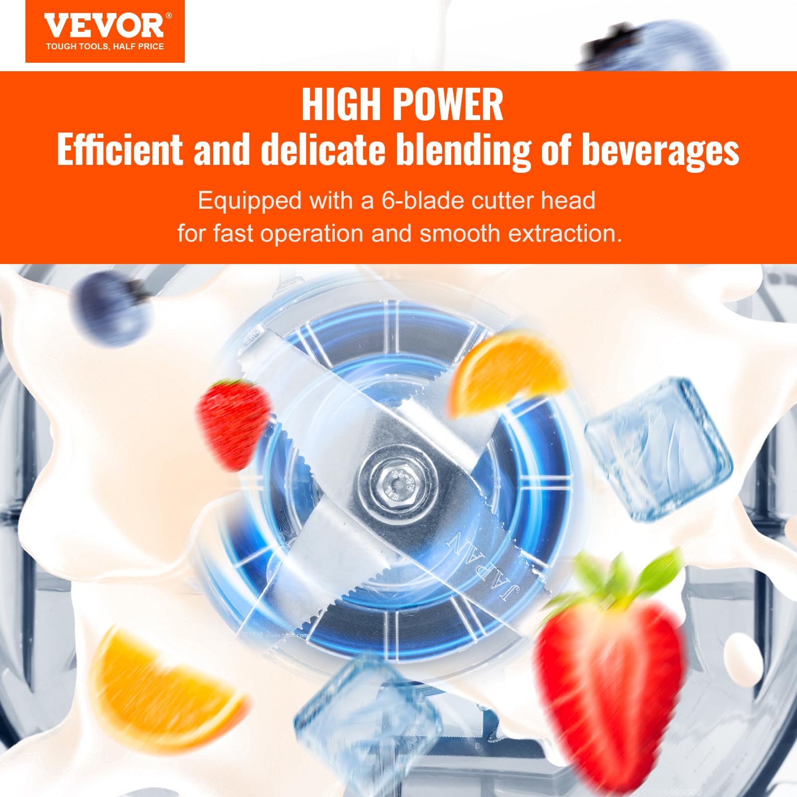 Vevor Professional Blender With Shield, Commercial Countertop Blenders, 68 Oz Jar Blender Combo, Stainless Steel 9 Speed & 5 Fun